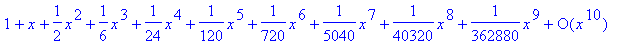 series(1+1*x+1/2*x^2+1/6*x^3+1/24*x^4+1/120*x^5+1/7...