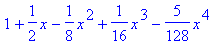 1+1/2*x-1/8*x^2+1/16*x^3-5/128*x^4