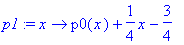 p1 := proc (x) options operator, arrow; p0(x)+1/4*x...