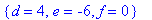 {d = 4, e = -6, f = 0}