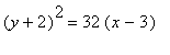 (y+2)^2 = 32*(x-3)