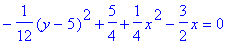 -1/12*(y-5)^2+5/4+1/4*x^2-3/2*x = 0